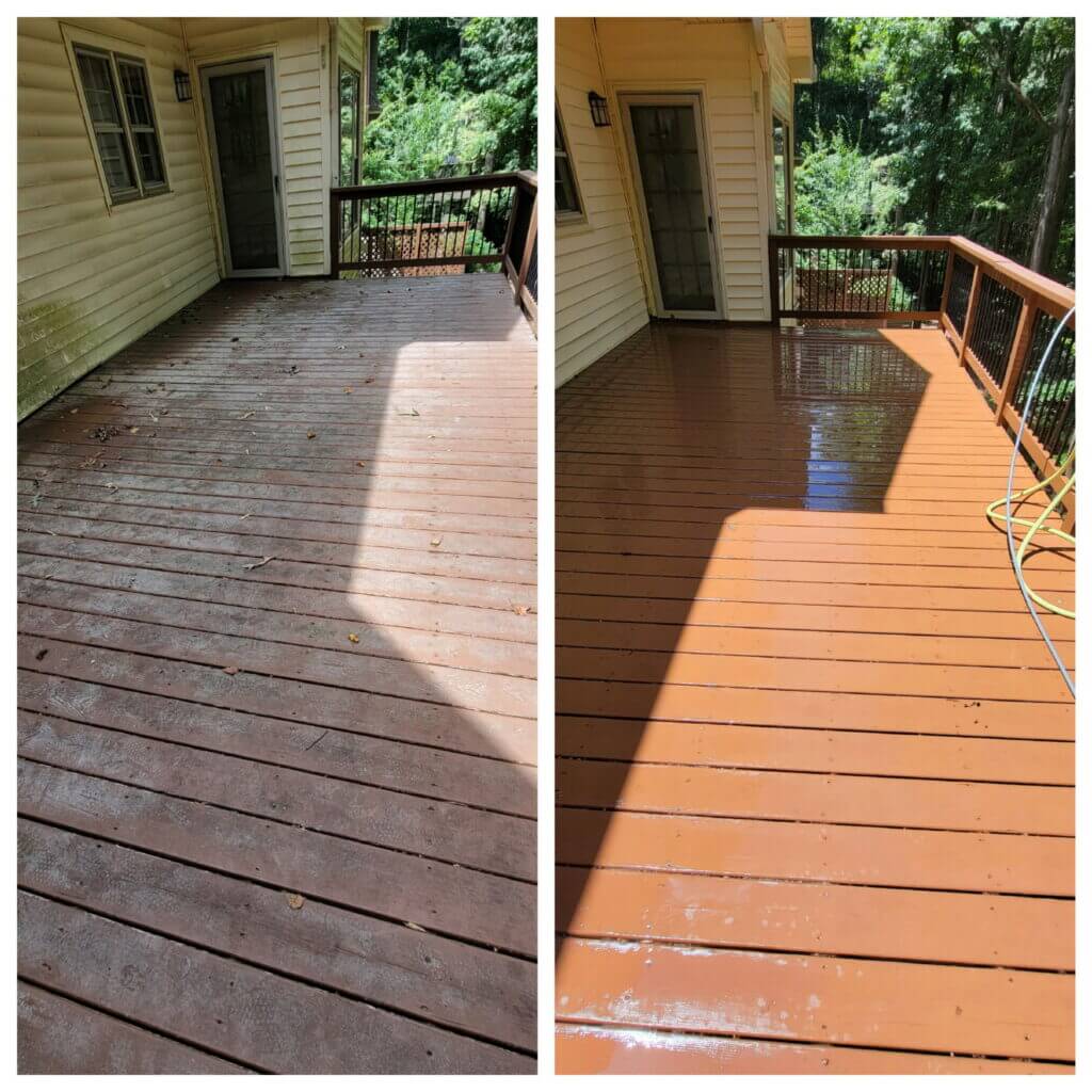 INCREDIBLE RESULTS OF A RED WOOD DECK PRESSURE WASH, STAIN AND SEAL SERVICE FROM BLUE MONKEY