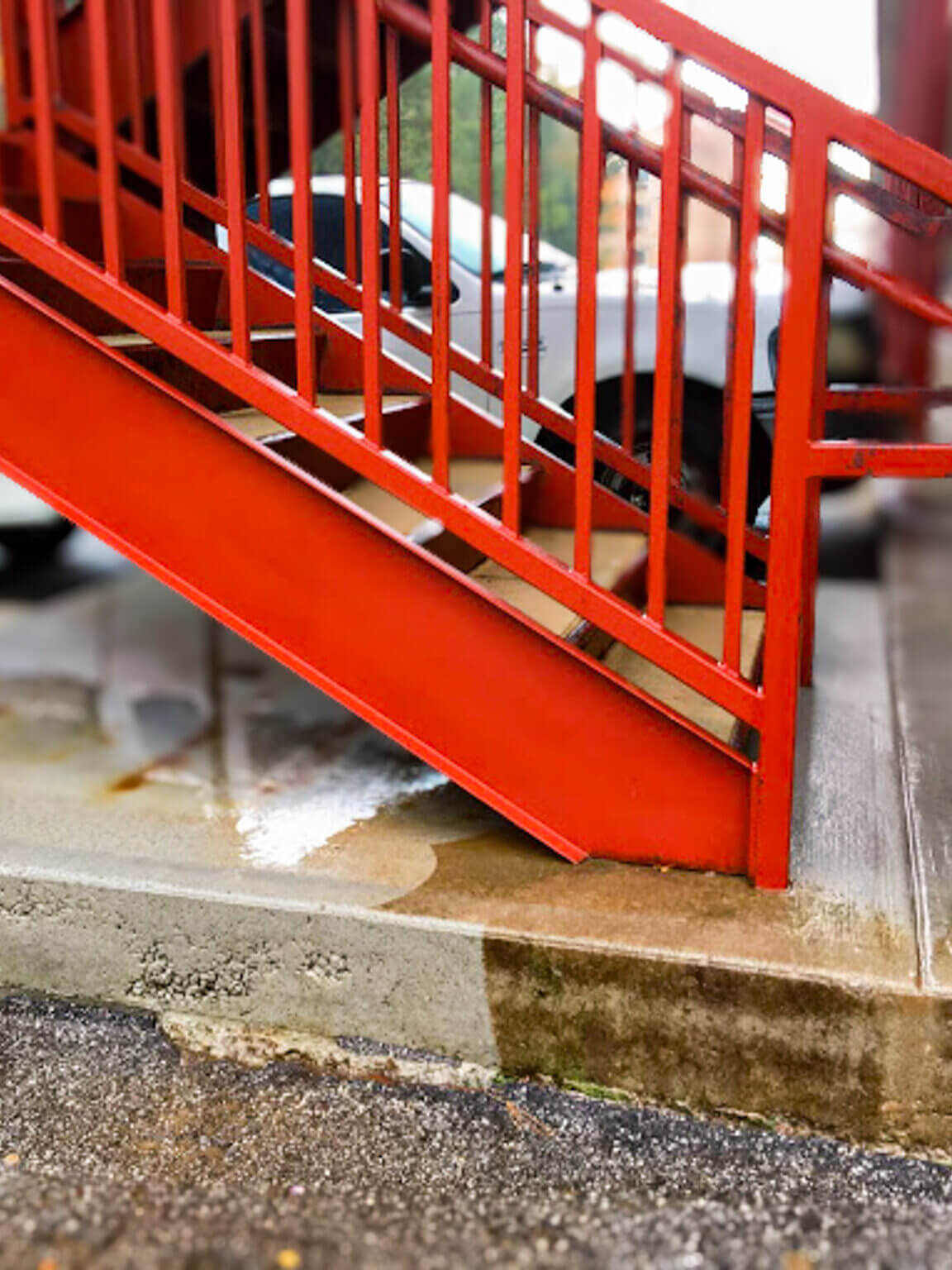 Commercial pressure washing service in action. Professional cleaning results.