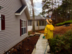 Professional exterior home washing service removing dirt and grime from siding. Expert home pressure washing near you.