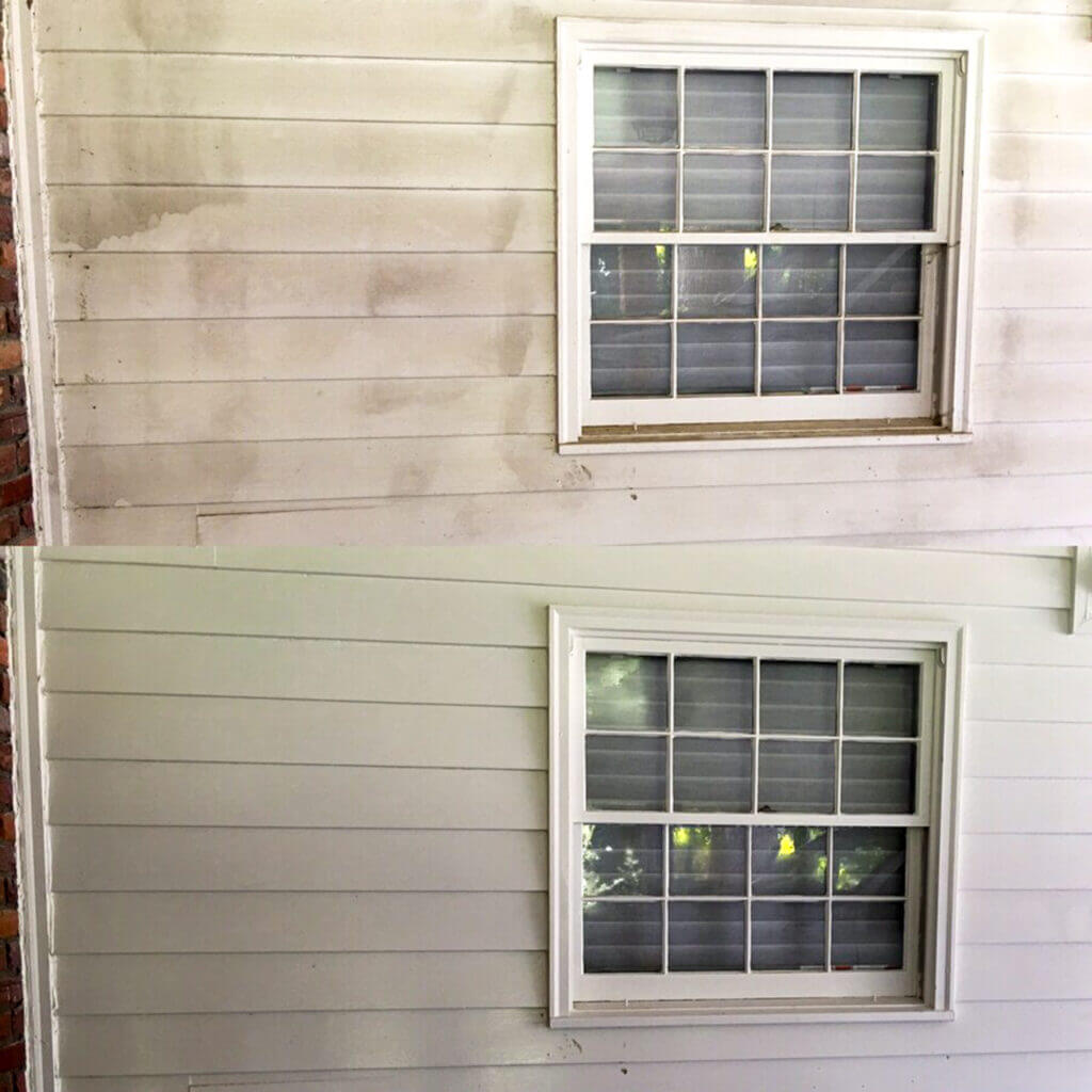 Exterior home pressure washing service in action. Professional cleaning results. Explore our Service Area Map to check if we’re in your neighborhood.