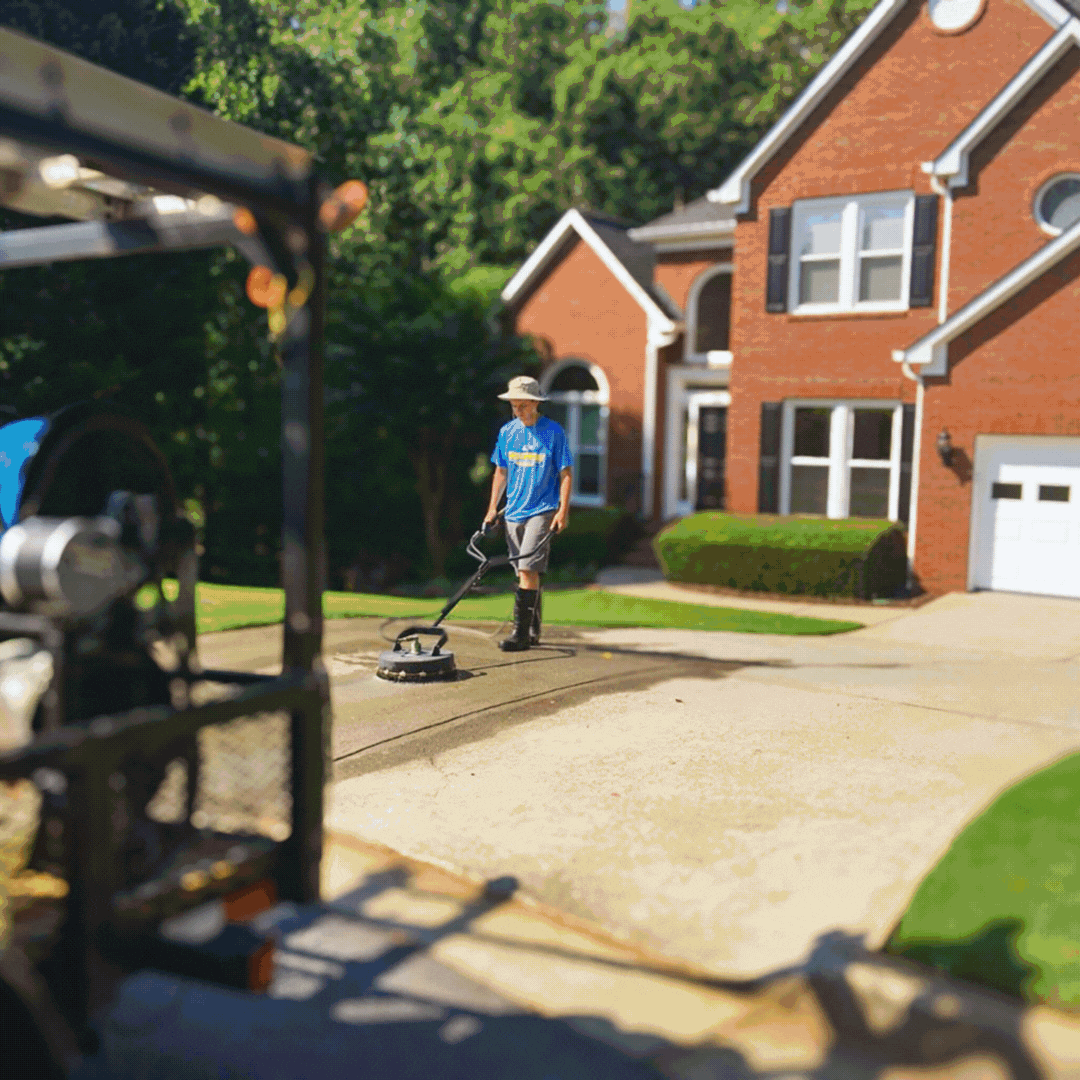 Blue Monkey Pressure Washing & Wood Care's exterior home pressure washing and concrete cleaning