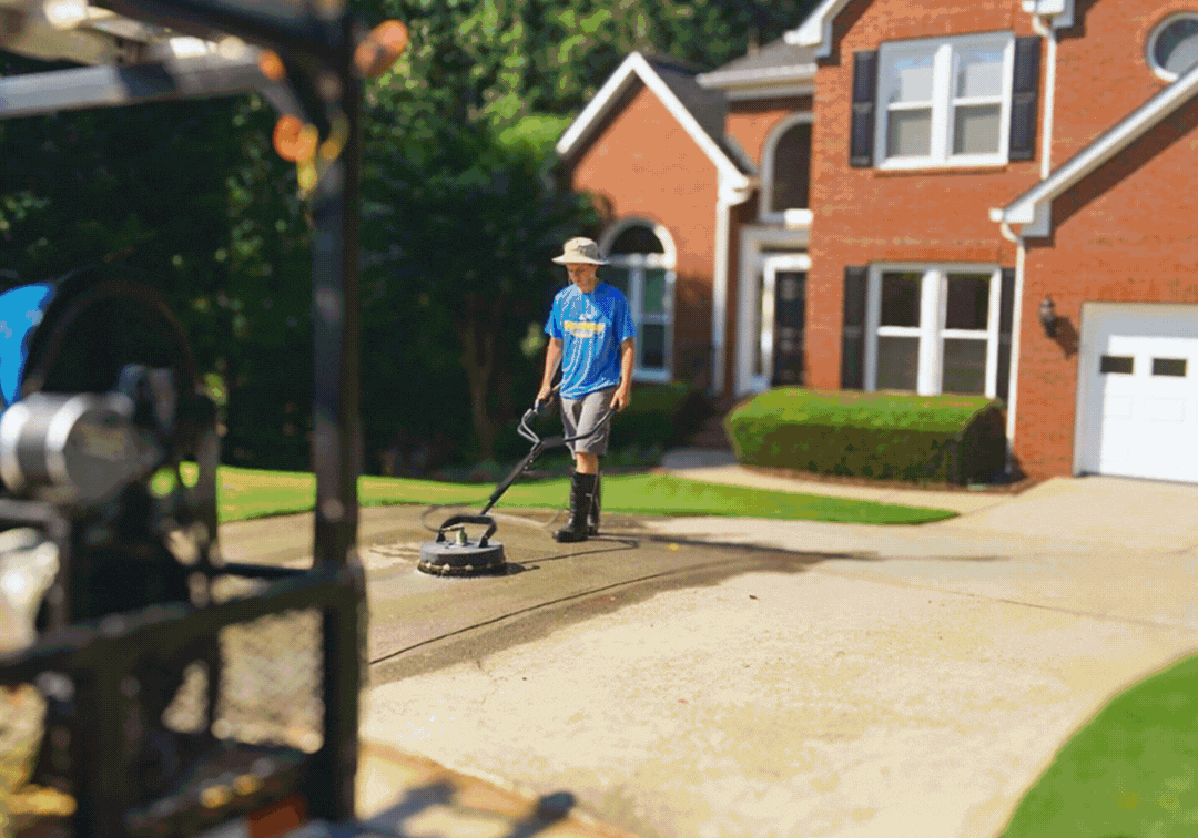 Blue Monkey Pressure Washing & Wood Care's exterior home pressure washing and concrete cleaning